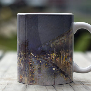 Ceramic Mugs Camille Pissarro The Boulevard Montmartre at Night