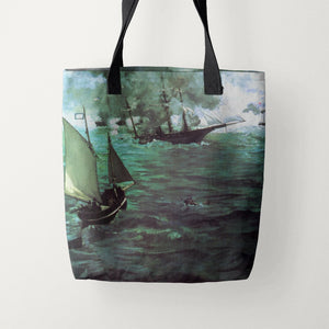 Tote Bags Edouard Manet Battle of Kearsarge and the Alabama