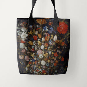 Tote Bags Jan Brueghel the Elder Flowers in a Wooden Vessel