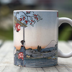 Ceramic Mugs Utagawa Hiroshige The Teahouse with the View of Mt. Fuji at Zōshigaya