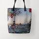 Tote Bags Utagawa Hiroshige The Teahouse with the View of Mt. Fuji at Zōshigaya